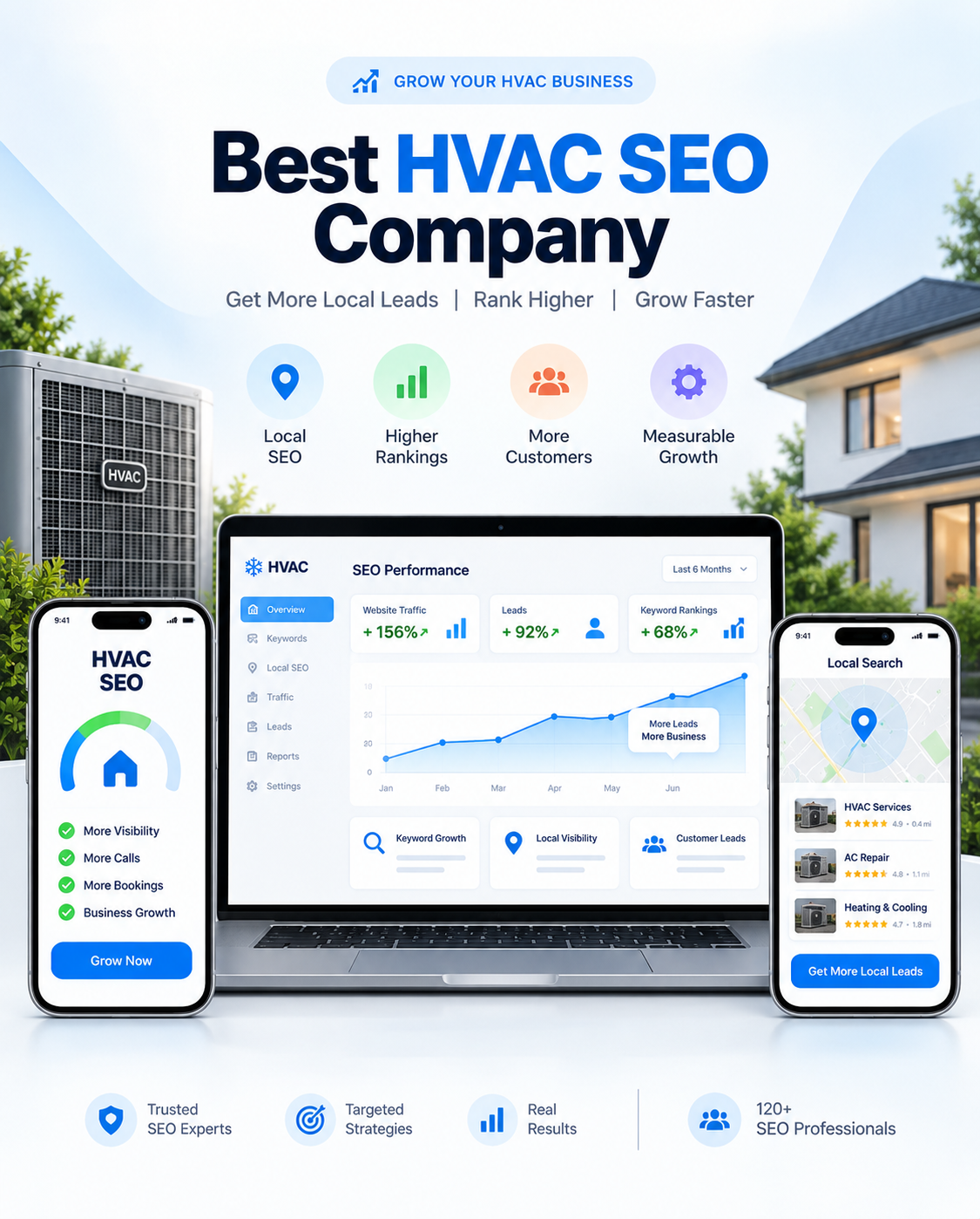 iApp Technologies HVAC SEO results on laptop and phone