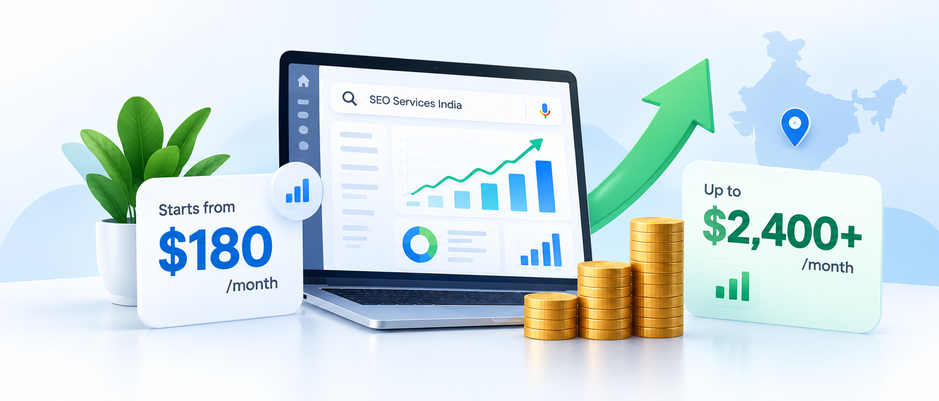 SEO plans from $180 to $2,400+ per month