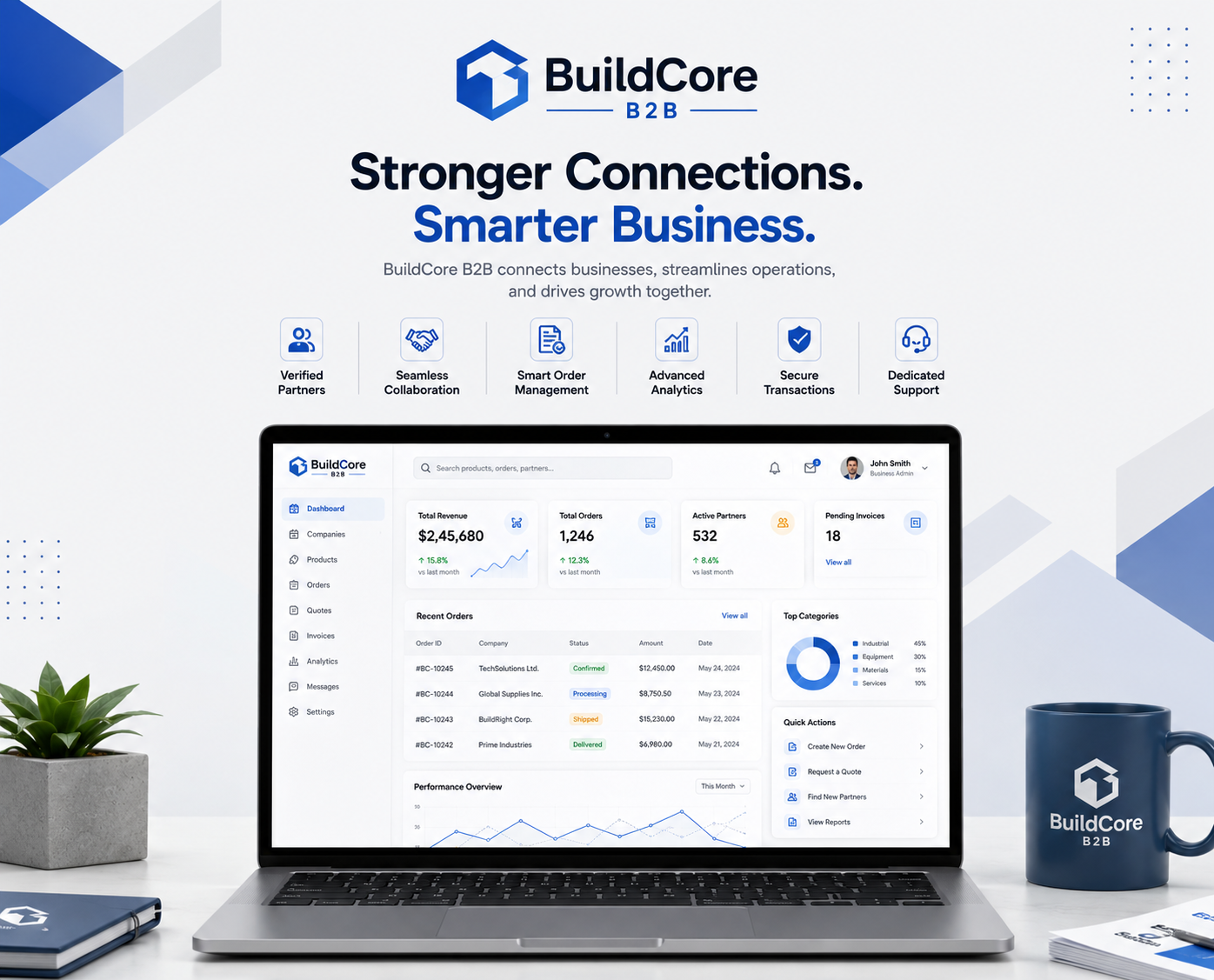 The BuildCore B2B campaign shown on a phone